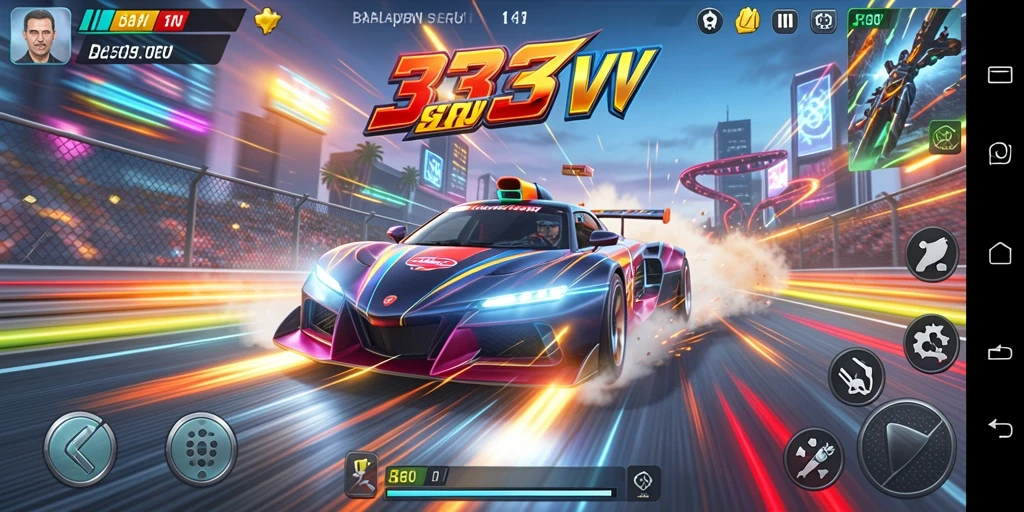 Gameplay Racing seru dengan kecepatan tinggi di 333V.