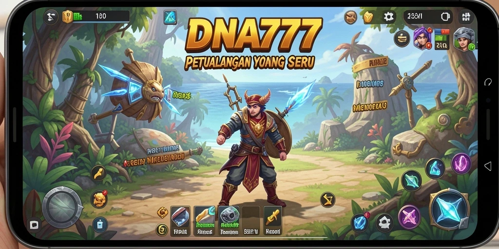 Tampilan gameplay <strong>DNA777</strong> menunjukkan karakter yang bekerja sambil mengumpulkan sumber daya.