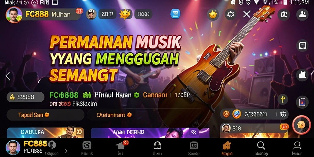 Gameplay FC888 menampilkan pemain menikmati berbagai lagu musik.