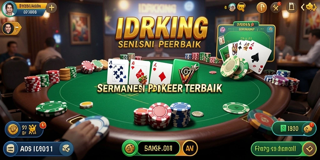 Tampilan gameplay mendebarkan dalam aplikasi Poker IDRKING.