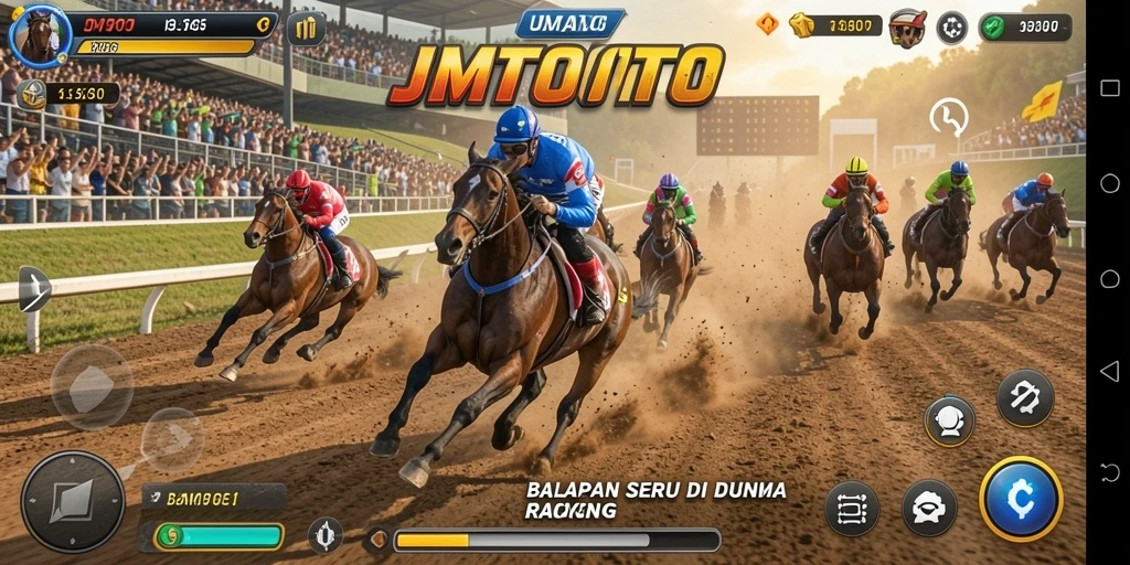 Gameplay seru JMTOTO dengan mobil balap yang cepat dan lintasan menantang.