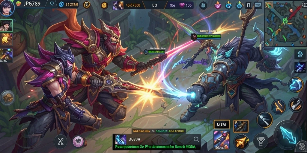 Tampilan gameplay seru di arena MOBA JP6789.