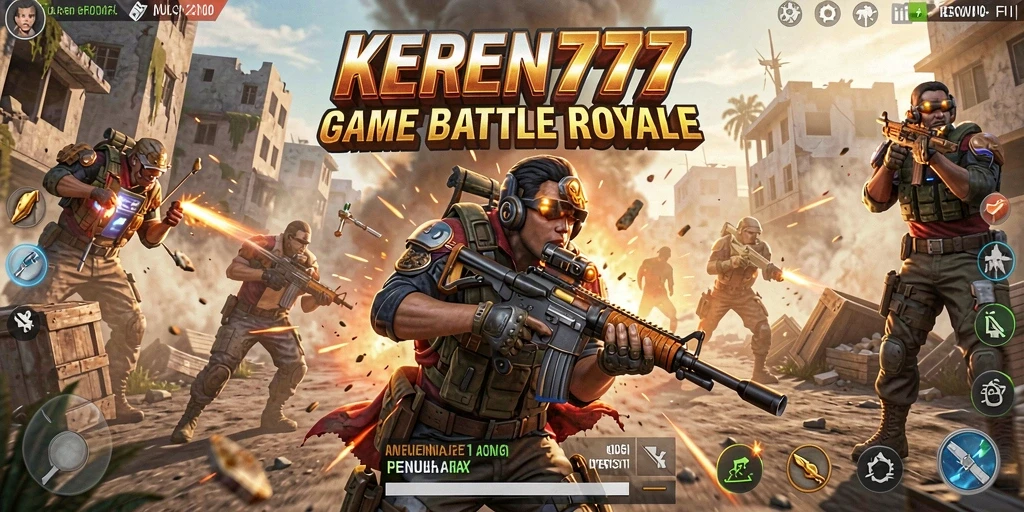Screenshot KEREN777 menampilkan aksi mendebarkan di medan pertempuran Battle Royale.