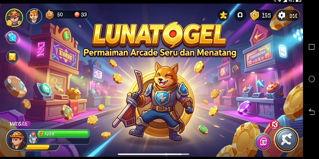 Tampilan gameplay LUNATOGEL yang penuh warna dan menantang.