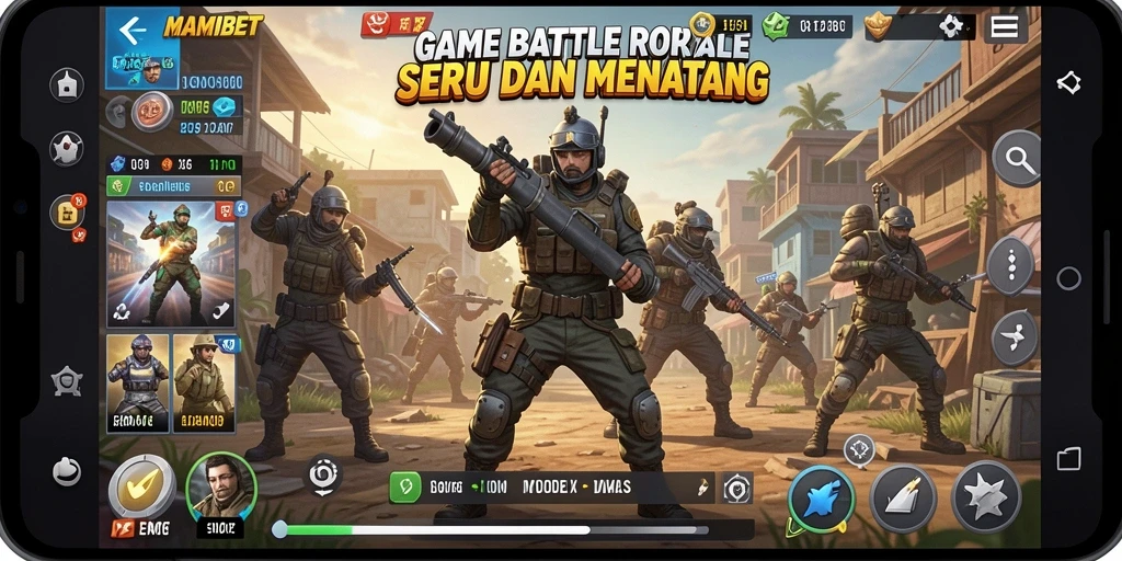 Screenshot MAMIBET menunjukkan pertarungan seru di arena Battle Royale.