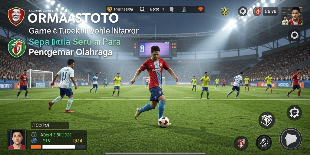 Tampilan gameplay seru di lapangan sepak bola.