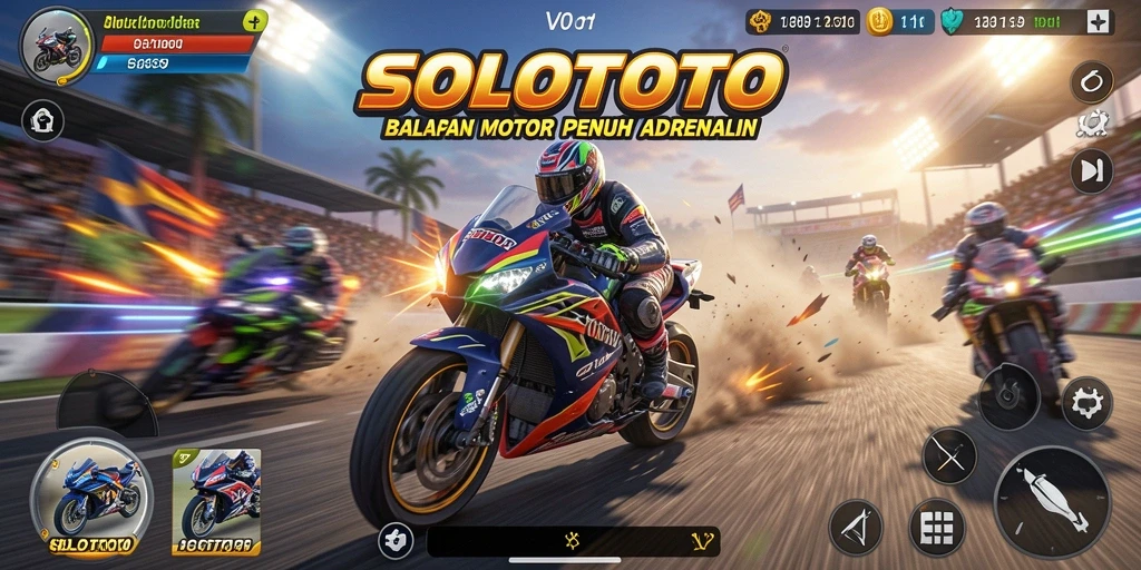 Tampilan menarik dari gameplay balapan motor di SOLOTOTO.