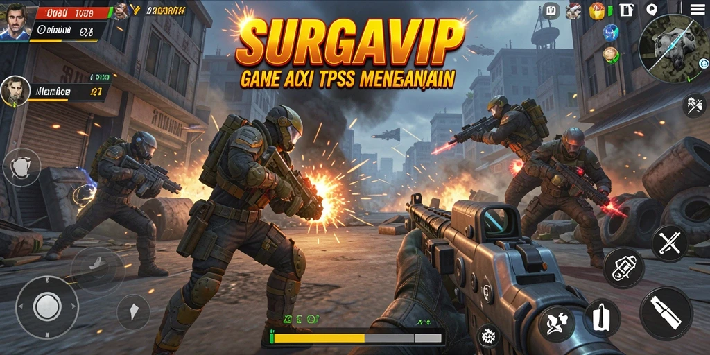 Tampilan gameplay TPS yang mendebarkan di SURGAVIP.