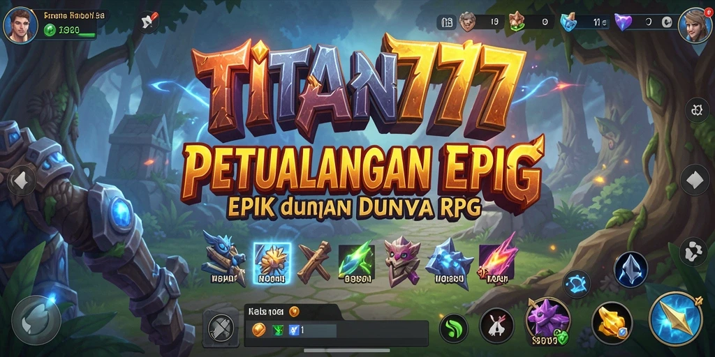 Screenshoot gameplay <strong>TITAN777</strong> yang menampilkan pertarungan epik RPG.