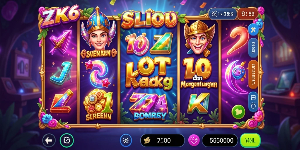 Tampilan gameplay slot ZK6 yang penuh warna dan menarik.